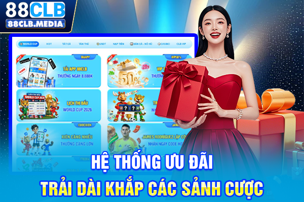 Săn Khuyến Mãi 88CLB Nhận Phần Thưởng Tiền Tỷ Liền Tay Hệ thống ưu đãi trải dài khắp các sảnh cược